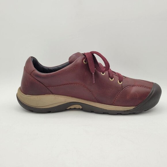 Keen Presidio II Women's 9.5 Red Burgundy Leather Shoes Casual Lace Up Walking - Picture 4 of 14